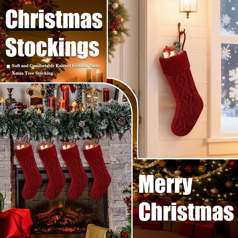 Doitory Store Christmas Stockings,Christmas Hanging Stockings Decoration Soft and Comfortable Knitted Festival Party Xmas Tree Stocking - Image 3